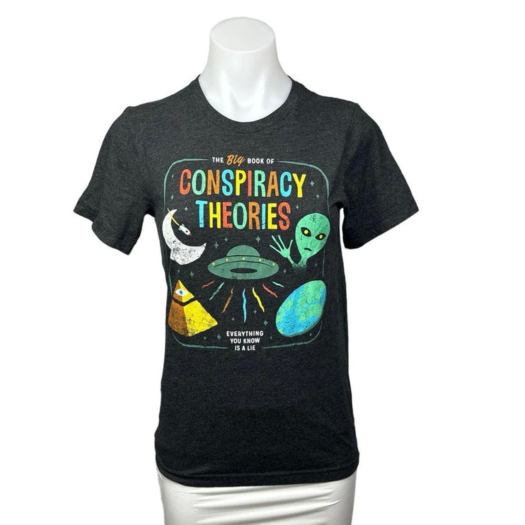 Conspiracy Theory Short Sleeve Funny Humorous Wicked Graphic T-Shirt Top Size XS