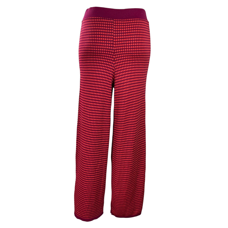 Zara Women's Red Polka Dots Retro Knit High Rise Wide Leg Trousers Pants Size S