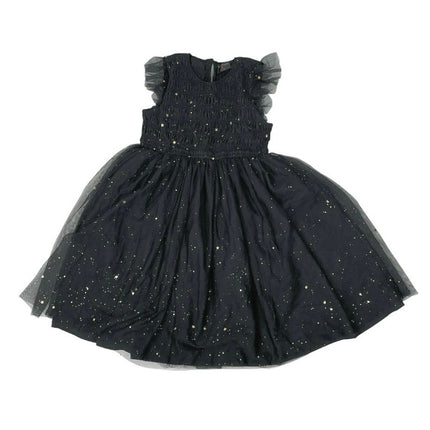J.Crew Girls Black Gold Metallic Foil Star Flutter Sleeve Tulle Dress Size 8