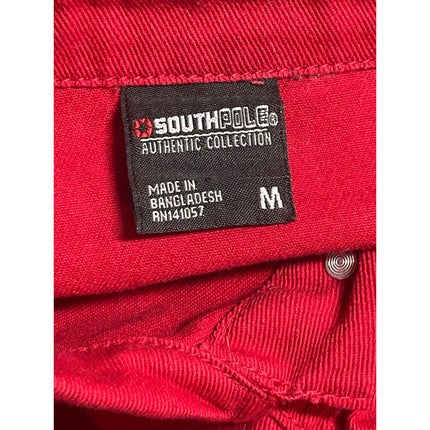 Southpole Men's Red Embroidered Long Sleeve Button Up Shirt Shacket Jacket Sz M