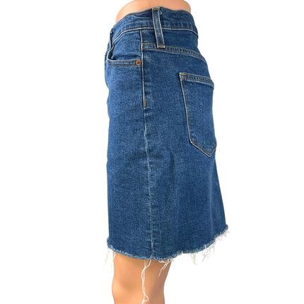 J.Crew Mercantile Women's Blue High Waist Raw Hem Mini Denim Jean Skirt Size 0