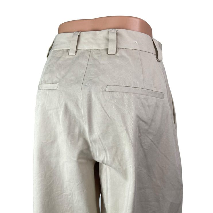 Zara Womens Beige Pleated Chino Carrot Barrel Baggy Wide Leg Trouser Pants Sz 29