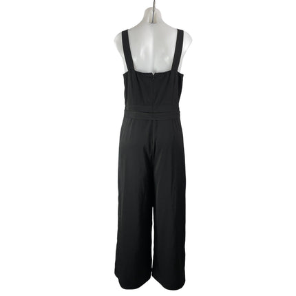 NEW Aqua Women's Black Sleeveless Wrap Belted V-neck Wide Leg Romper Jumpsuit M