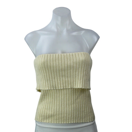 NEW Emory Park Cream Strapless Bandeau Ribbed Knit Layered Sweater Top Size L