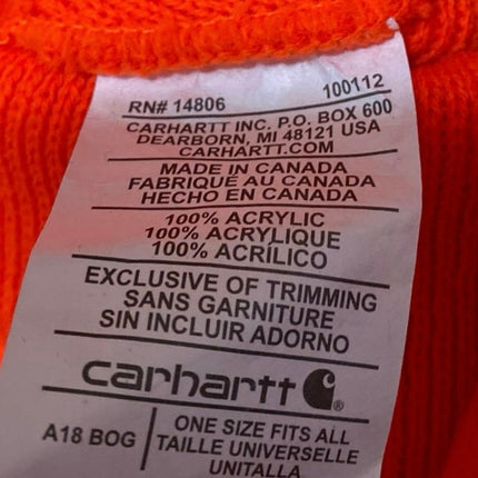 Carhartt A18 Mens Neon Coral Acrylic Stretch Knit Beanie Bonnet Hat One Size