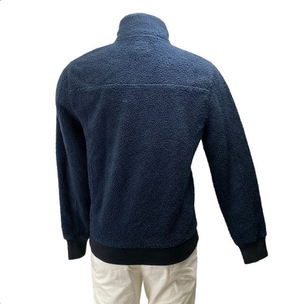 J.Crew Men's Navy Blue Sherpa Fleece Turtleneck Snap Long Sleeve Sweater Top S