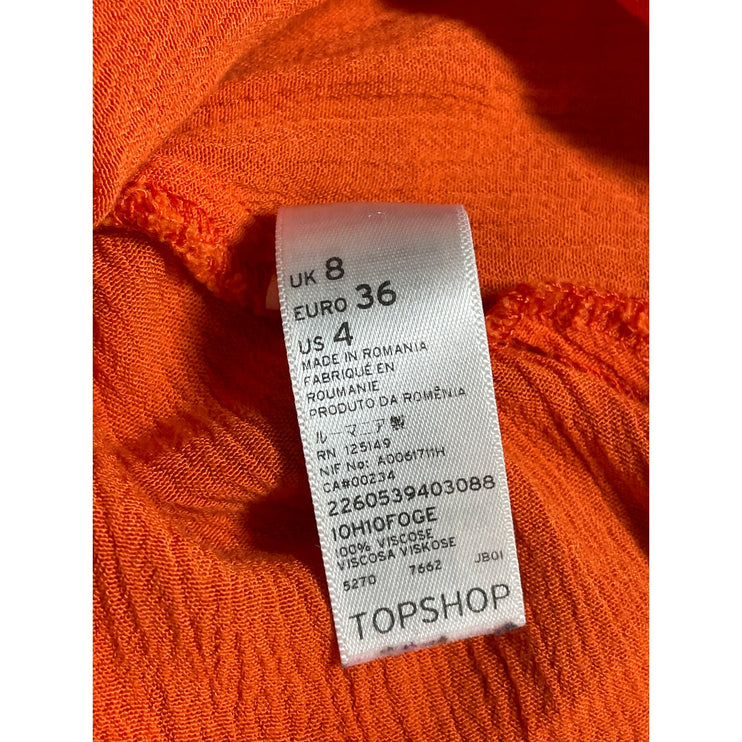 Topshop Women Coral Sleeveless V Neck Tank Cami Casual Cutout Mini Dress Size 4