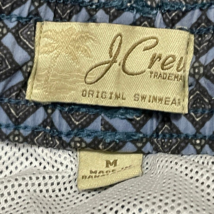 J.Crew Men's Blue Argyle Geometric Drawstring Stretch Boar Shorts Swim Trunks M