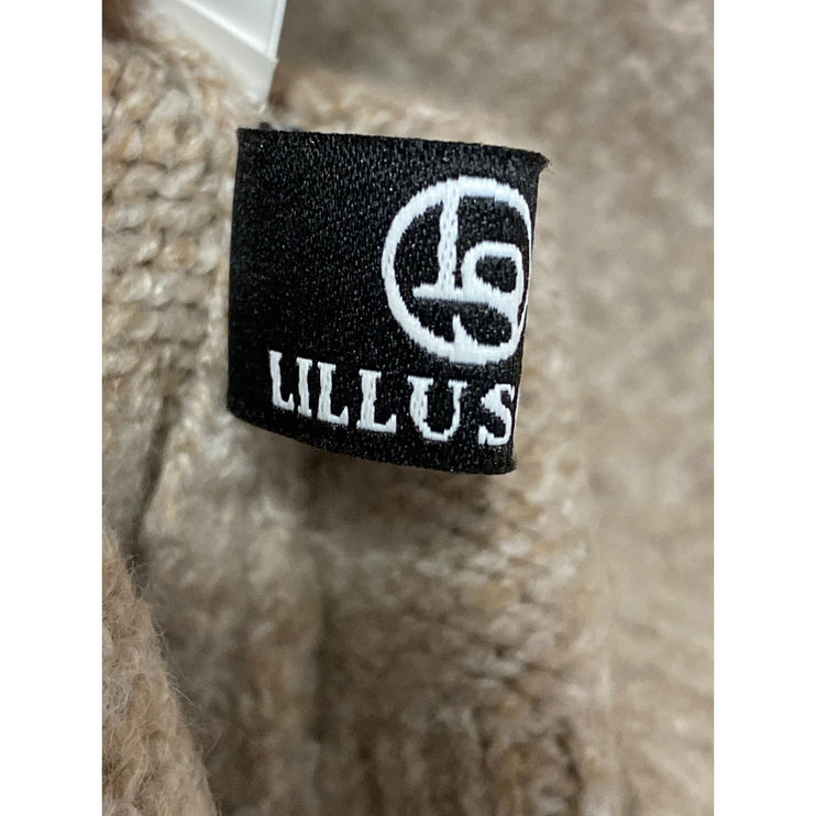 Lillusory Women's Beige Knit Off Shoulder Long Sleeve Sweatshirt Sweater Top S