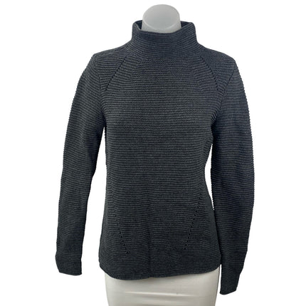 J. Mclaughlin Women's Black Gray Wool Ribbed Knit Turtleneck Sweater Top Size XS