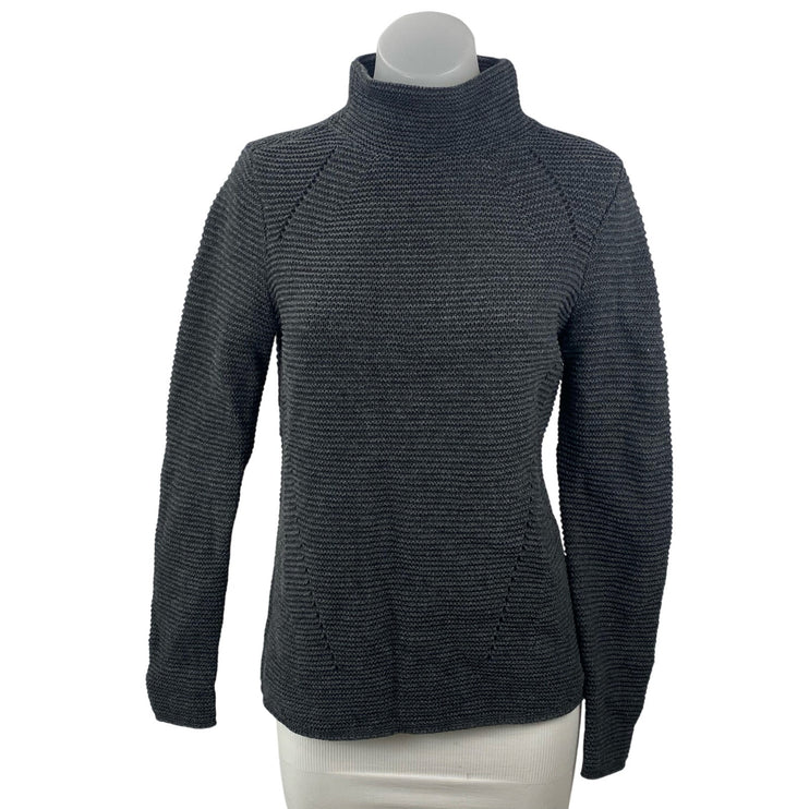 J. Mclaughlin Women's Black Gray Wool Ribbed Knit Turtleneck Sweater Top Size XS