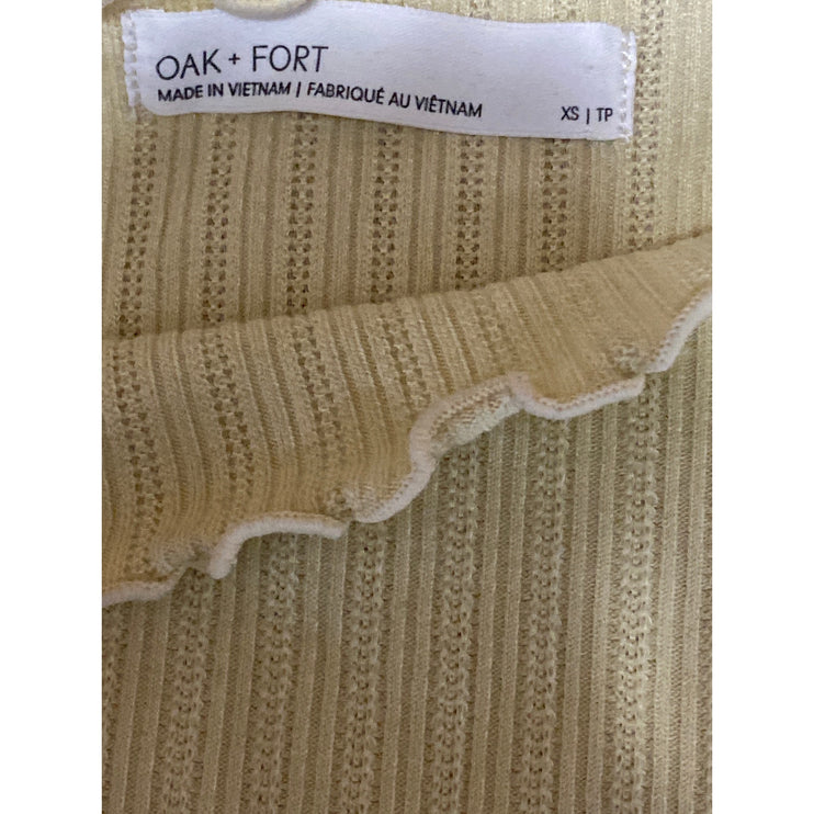 Oak + Fort Yellow Ribbed Lettuce Trim Hem Short Sleeve Crop Tee T-Shirt Top XS