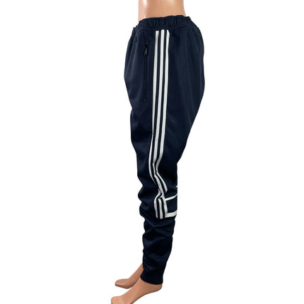 Adidas Workout Essentials All Set 3 Stripes Blue Knit Tapered Leg Track Pants M