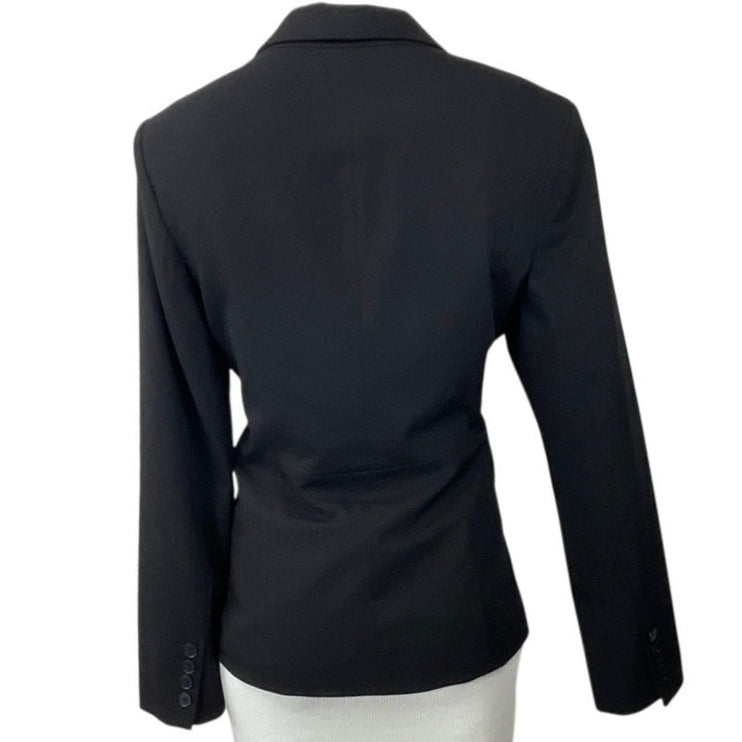 Liz Claiborne Women Black One Button Peak Lapel Long Sleeve Blazer Coat Jacket M