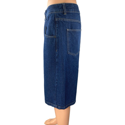 Boohoo Men's Blue Dark Wash Straight Leg Relaxed Fit Denim Jeans Shorts Size 32