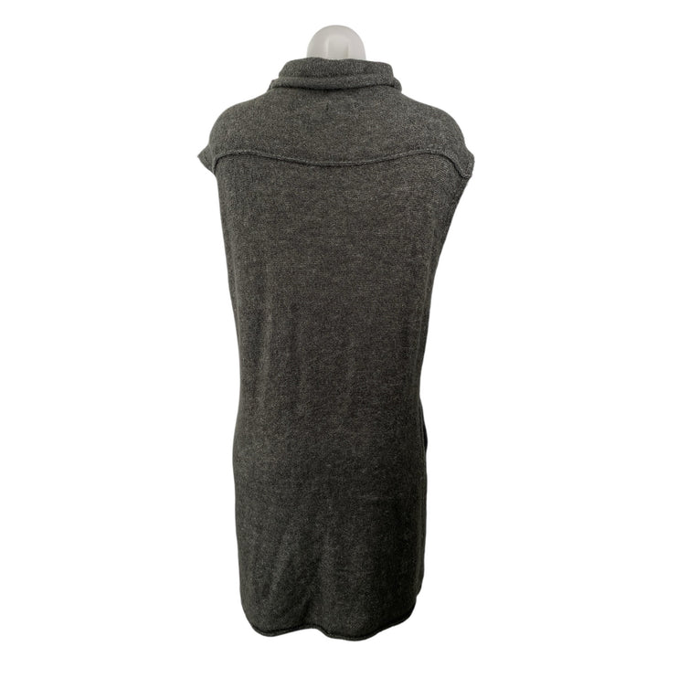 Joie Soft Gray Turtleneck Cap Sleeve Knit Pocket Shift Mini Sweater Dress Size S