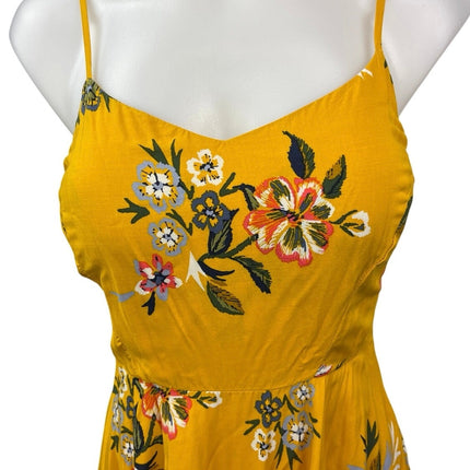 Old Navy Yellow Floral Spaghetti Strap Mini Cami Camisole Fit & Flare Dress Sz S