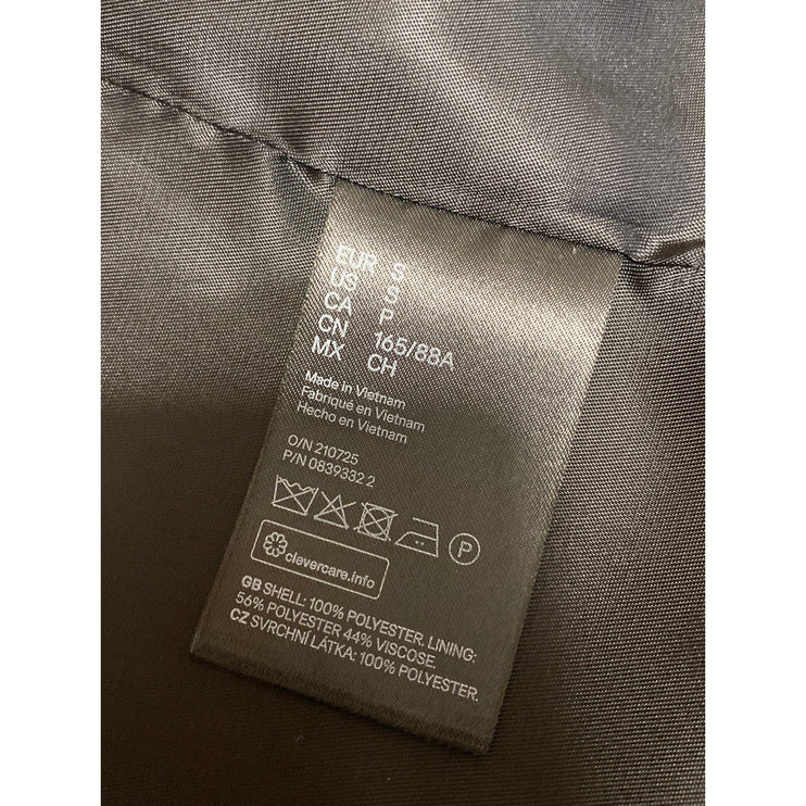 H&M Women's Blue Black Open Front Ruched 3/4 Sleeve Blazer Coat Jacket Size S