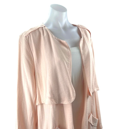 NEW Sejour Womens Pink Long Sleeve Midi Open Front Duster Trench Coat Jacket 16W