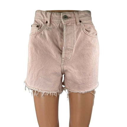 Zara Women's Pink High Waisted Raw Hem Frayed Cut Off Denim Jean Shorts Size 4