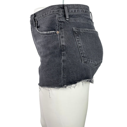 AGOLDE Women's Black High Rise Frayed Raw Hem Cutoff Denim Jeans Shorts Sz 32