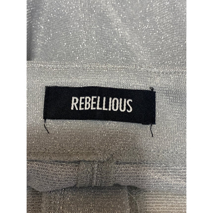 Rebellious Gray Silver Glitter Sparkly Shimmer Wide Leg Trousers Pants Size 8