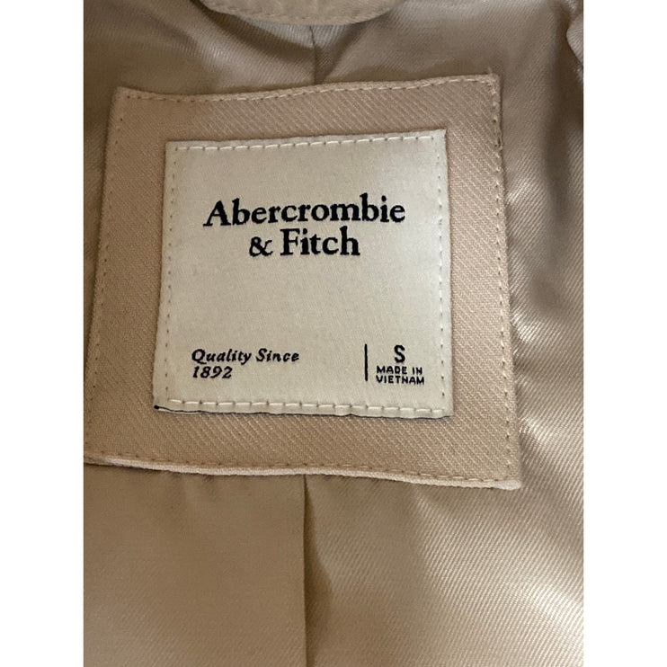 Abercrombie & Fitch Beige Long Sleeve Notch Collar Button Blazer Coat Jacket M