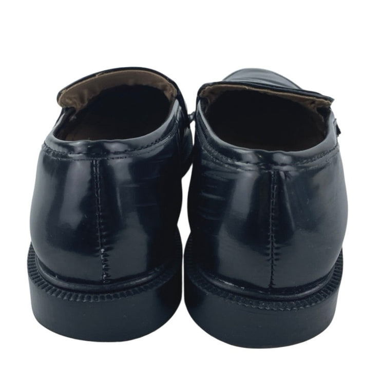 H&M Women's Black Patent Leather Almond Toe Slip On Mocassins Loafers Shoes Sz 4