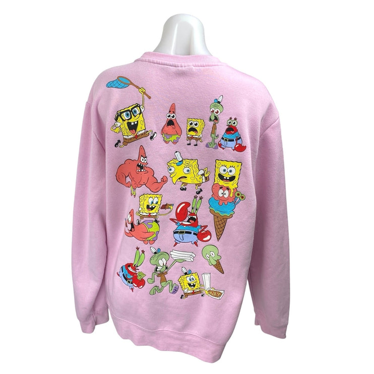 Nickelodeon Pink Spongebob Squarepants Long Sleeve Fleece Sweatshirt Top Size L