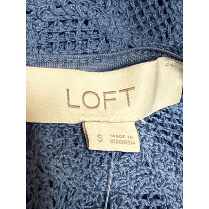 NEW Ann Taylor LOFT Blue Floral Crochet Knit Lace Sleeveless Tank Top Size S