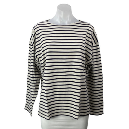 Armorlux Women's White Blue Striped Long Sleeve Cotton T Shirt Tee Top Size 4