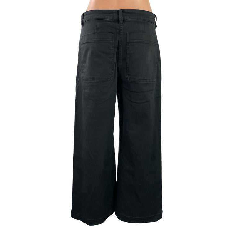 Everlane Women's Black High Waisted Cropped Wide Leg Baggy Denim Jeans Size 8