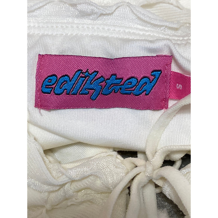Edikted Alessia Women's White Ruffle Tie Front Sleeveless Camisole Tank Top Sz S