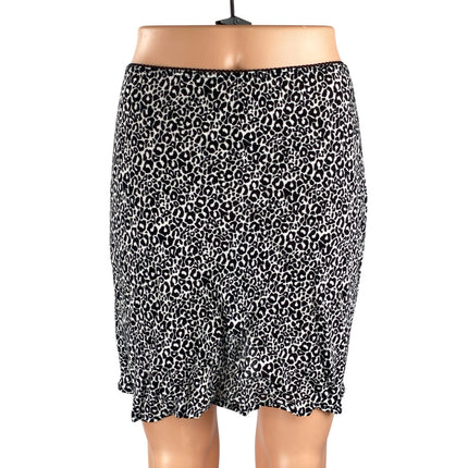 Audrey 3+1 Women's Black White Leopard Print High Rise Mini Bodycon Skirt Size S