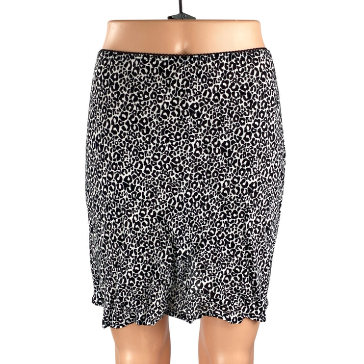 Audrey 3+1 Women's Black White Leopard Print High Rise Mini Bodycon Skirt Size S