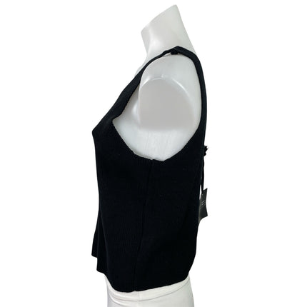 NEW Marled Women's Black Ribbed Knit V Neck Sleeveless Knit Tank Top Size L