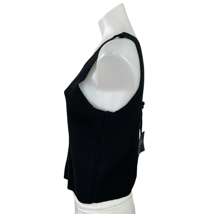 NEW Marled Women's Black Ribbed Knit V Neck Sleeveless Knit Tank Top Size L