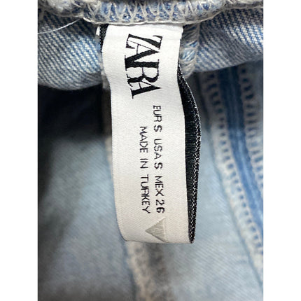 Zara Women's Light Blue Strapless Bandeau Mini Bodycon Denim Tube Dress Size S