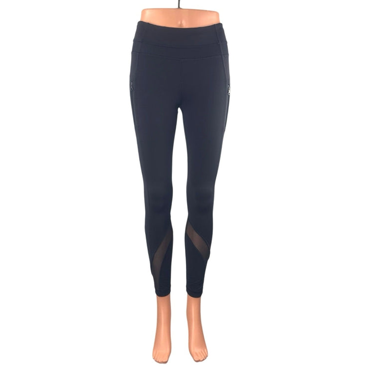 Lululemon Women's Black Mid Rise Crop Yoga Gym Athletic Leggings Pants Size S