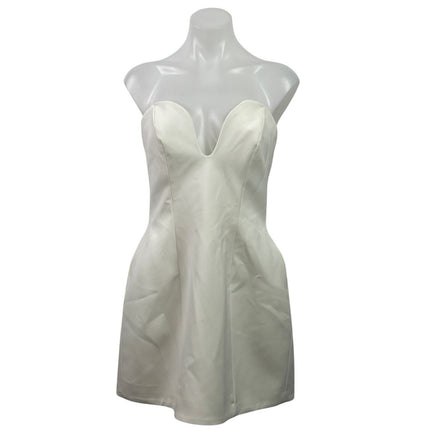 Zara White Satin Sweatheart Sleeveless Tube Mini A-Line Slip Tank Dress Size M