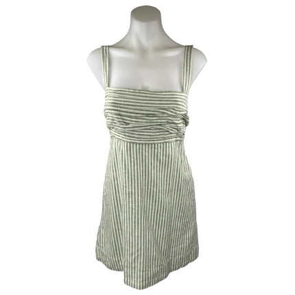 Abercrombie & Fitch Emerson Green Linen Striped Sleeveless Tank Romper Shorts S