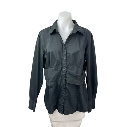 Worthington Women's Collared Long Sleeve Pleated Button-Down Shirt Blouse Top XL