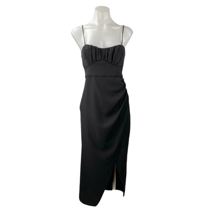 Zara Women's Black Sleeveless Cami Camisole Front Slit Midi Pencil Wrap Dress XS