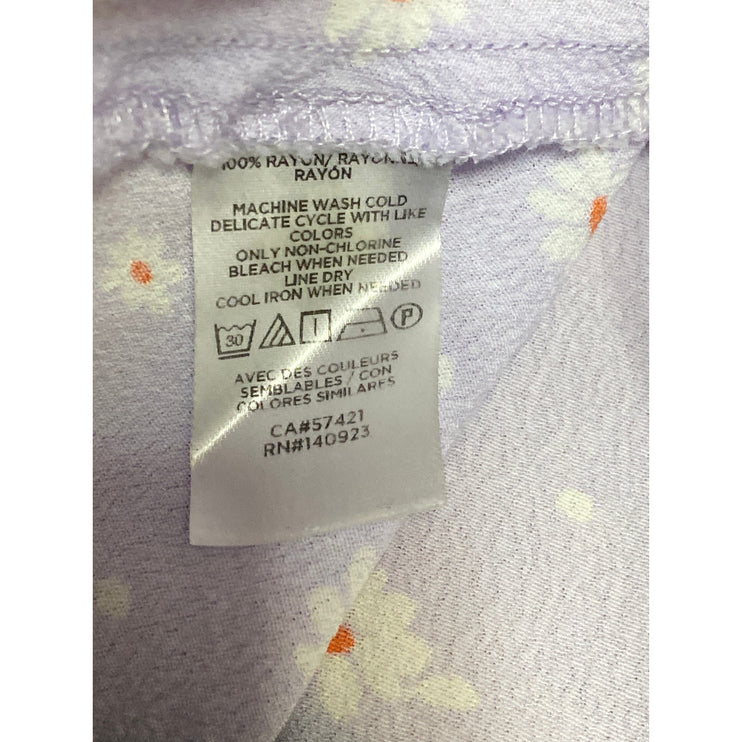 Ann Taylor LOFT Purple Lilac Floral Daisy Short Sleeve Peplum Blouse Top Size 6
