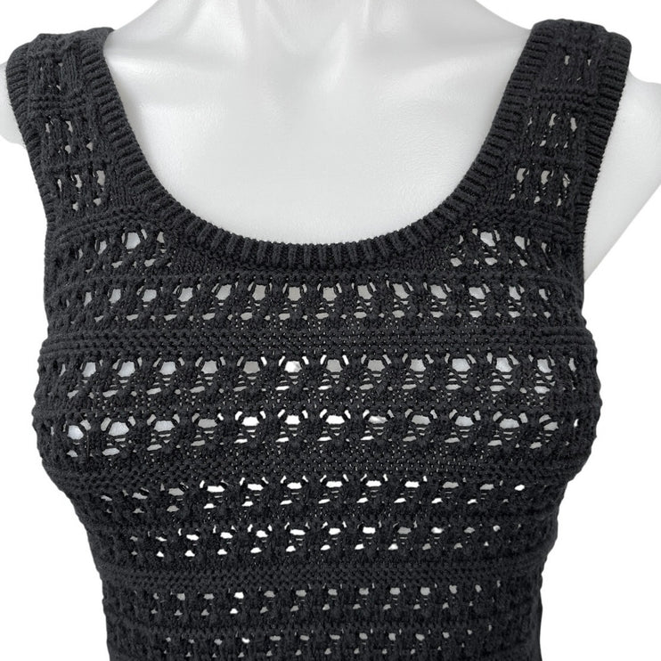 Old Navy Women's Black Crochet Knit Sleeveless Tank Crop Sweater Vest Top Sz XS