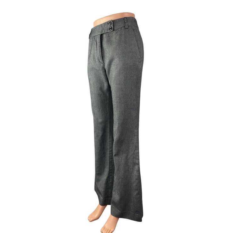 Max Mara Women's Gray Wool Mid Rise Flare Wide Leg Trousers Office Dress Pants 6