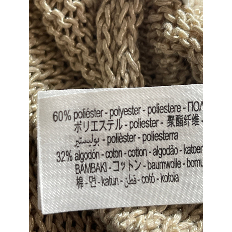 Zara Women's Beige Knit High Waisted Wide Leg Flare Trousers Lounge Pants Size S