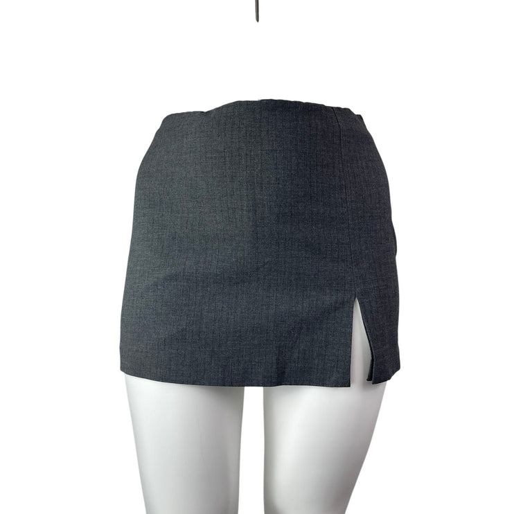 Zara Women's Gray Slit High Rise Slim Fit Mini Straight Pencil Skort Skirt Sz XL