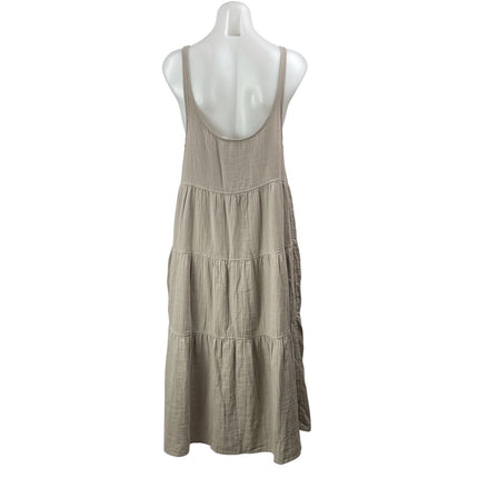 Aritzia Wilfred Free Tan Sleeveless Tiered Flowy Scoop Neck Maxi A-line Dress S