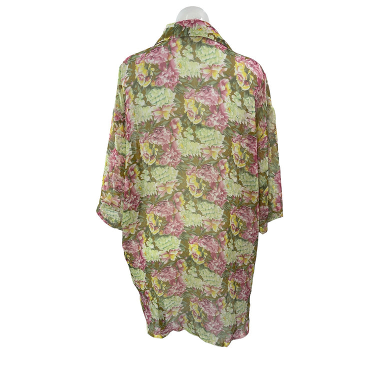 Classified Women's Multicolor Floral Long Sleeve Button Down Mini Shirt Dress L